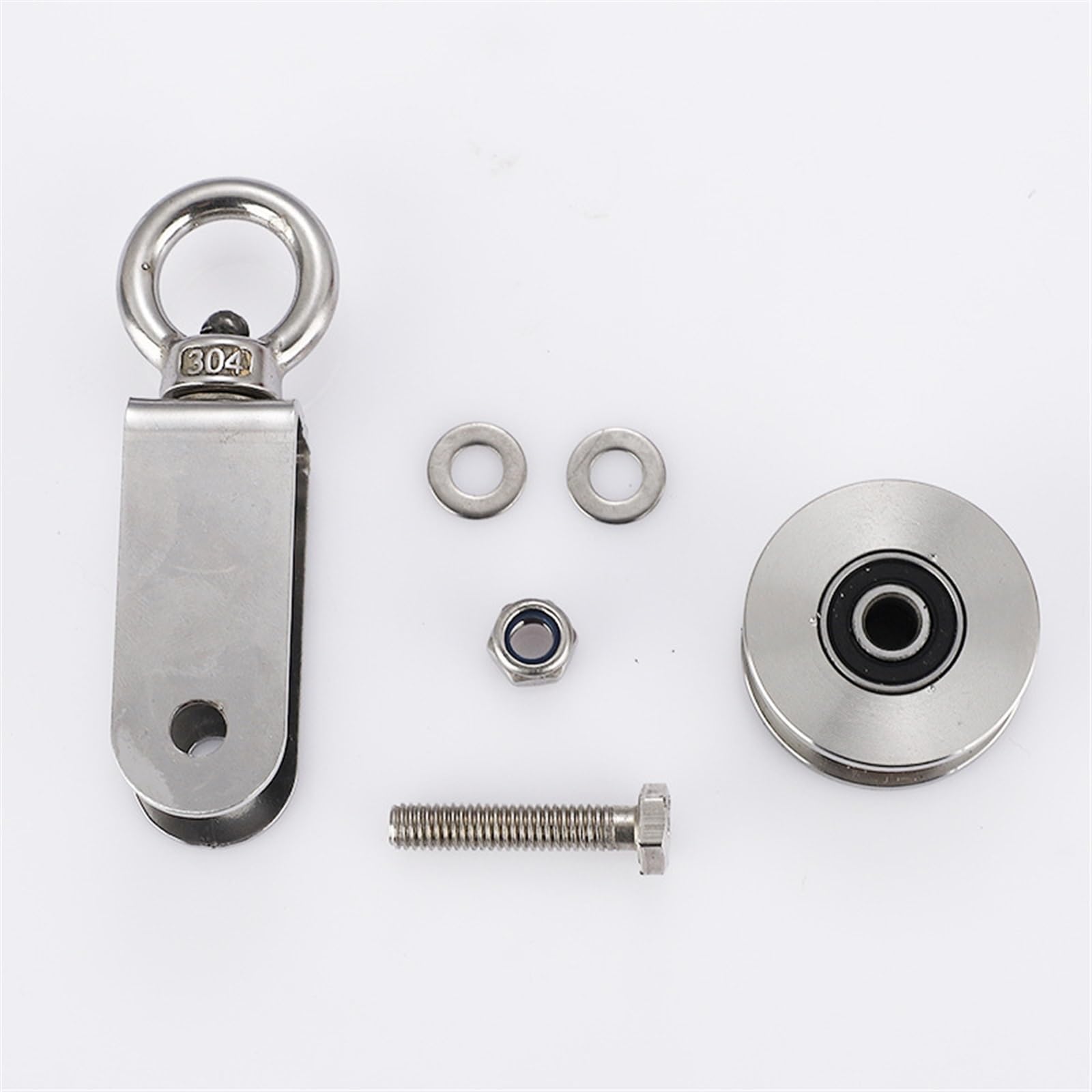 Bloque de polea de una sola polea de giratorio, Rueda de polea tipo U de 34 mm for cuerda de acero inoxidable