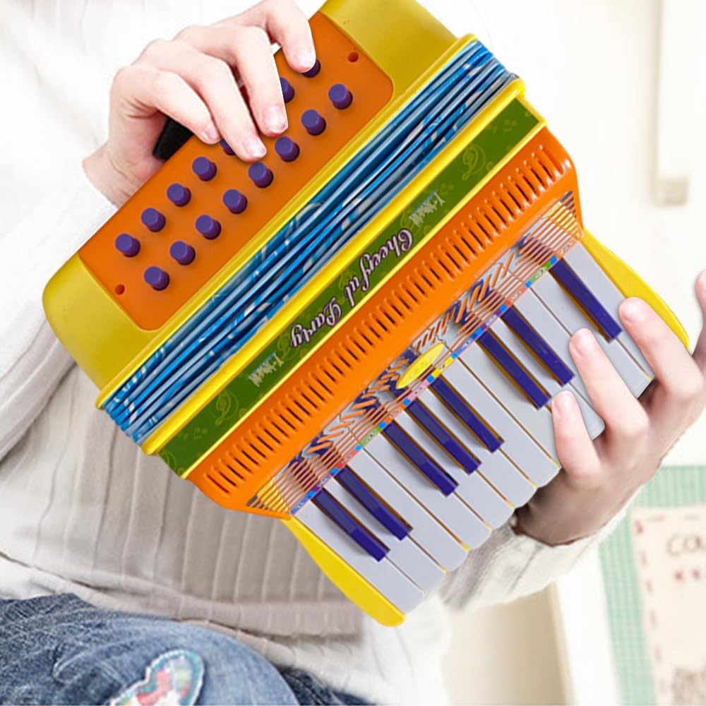 HUIOP Mini akordeon, 20 klawiszy, 16 basów, materiał ABS z klamrą Lekki guzik akordeon koordynacja ręka-oko, występy na scenie, instrument muzyczny dla początkujących, prezent świąteczny, akordeon