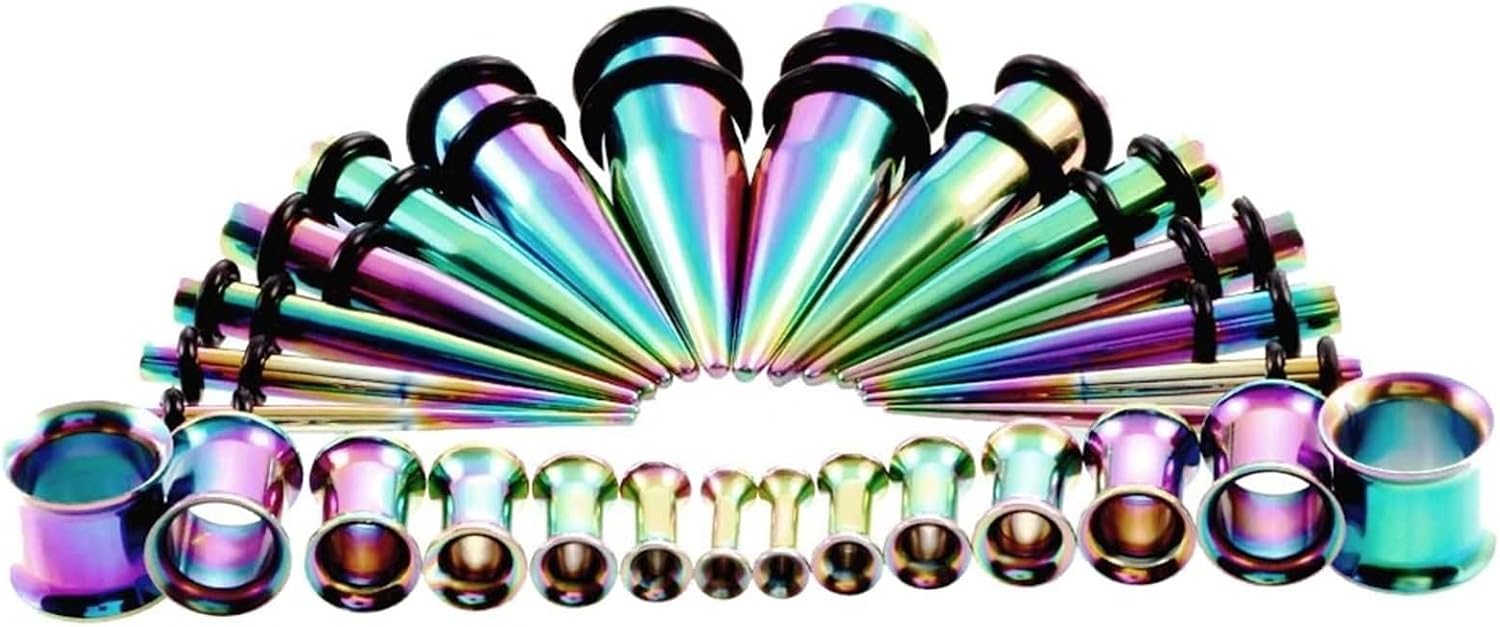 12g-00g Tunnels for Ears Women, Stainless Steel Ear Gauges Taper and Tunnels Set Body Piercing Jewelry for Ears 28pcs