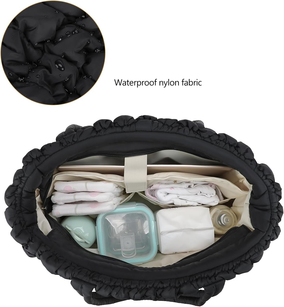 MOMIGO Puffer Tote Diaper Bag for Women, Multifunction Lightweight Fashion Quilted Mommy Tote Bag