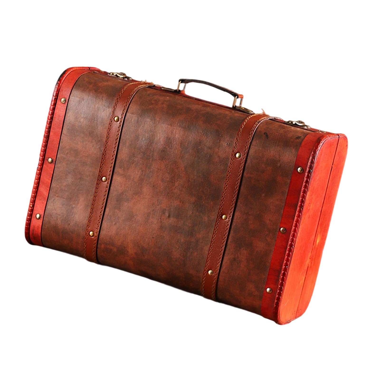 Coffre en bois de rangement portable, étui cosmétiques et boîte bijoux vintage asiatique
