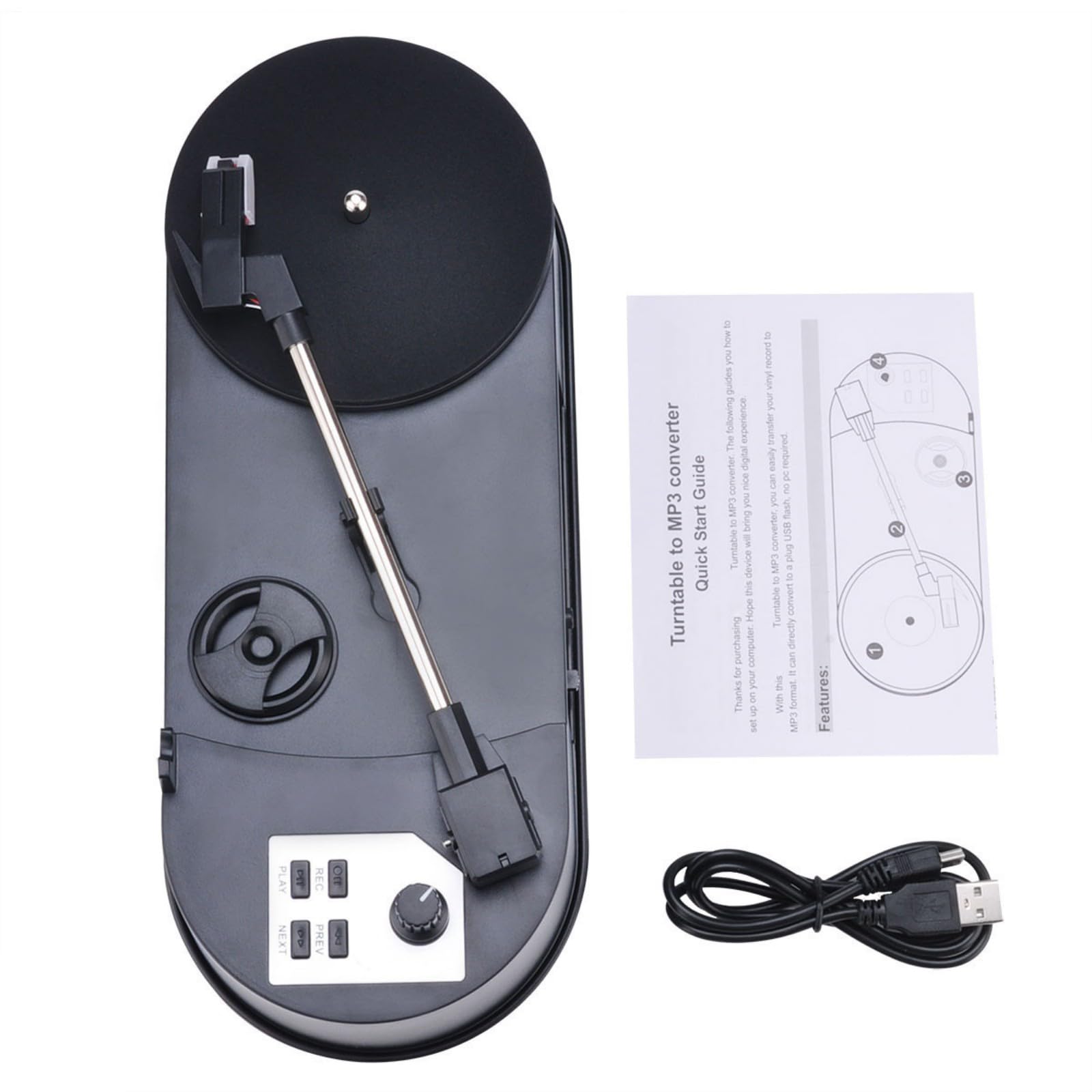 Tourne-disque en MP3 avec option de vitesse et port USB - Plateau tournant léger pour divertissement à domicile