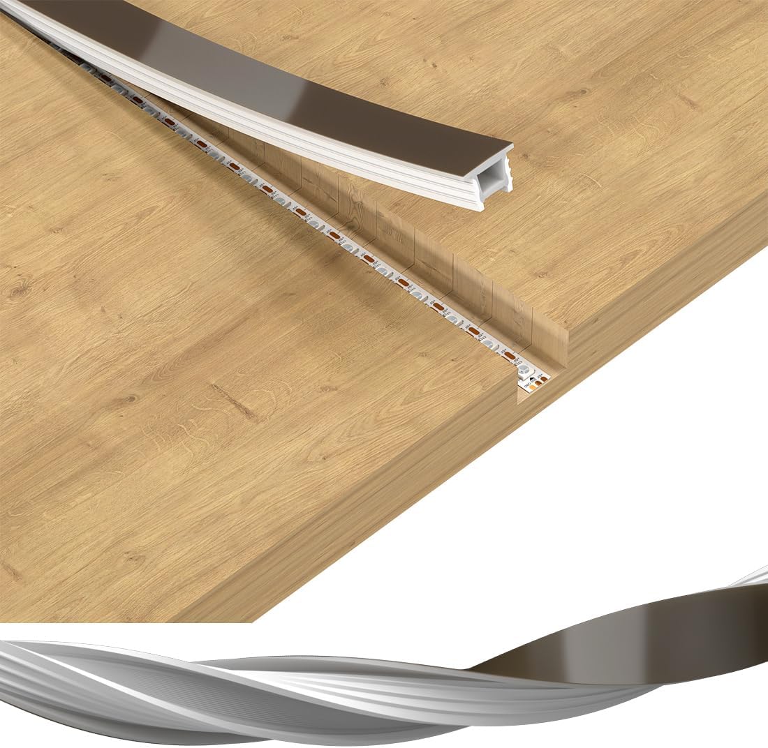 BTF-LIGHTING Silicone LED Channel System 49.2Ft Flexible Gray-Brown Cover DIY Spotless Tube for ≤12mm Width LED Strip,Neon Rope Light Channel Diffuser, for Kitchen Cabinet, Room, Patio(No LED Strip)