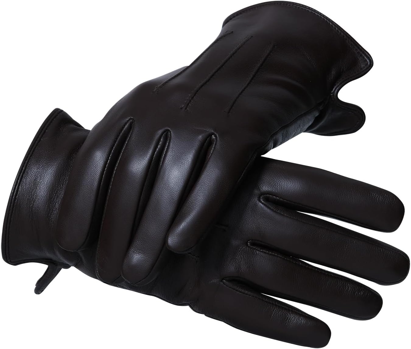 Men's Soft Sheepskin Leather Gloves with Touchscreen Functionality, Warm Lining Gloves, Not Bulky for Cold Winter Use