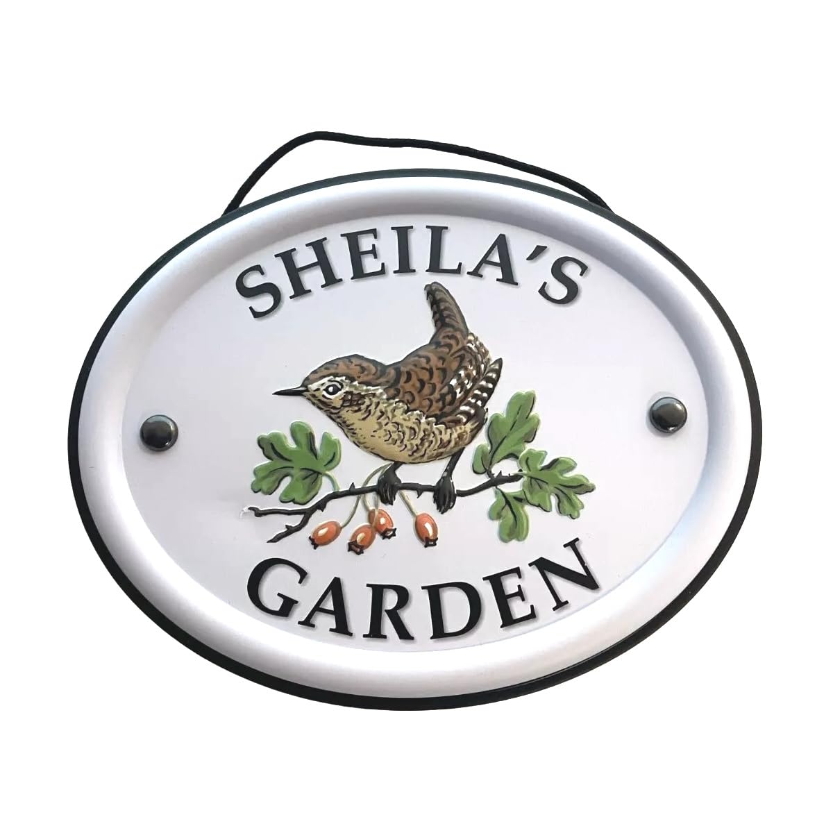 Mulberry Studios Multi-Coloured Personalised Garden Sign Hanging Outdoor Tin Plaque Embossed Metal Wall Signs "Sheila's Garden"