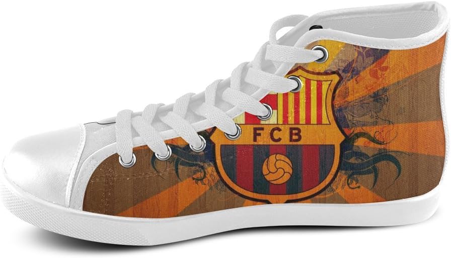 Custom FC Barcelona Pattern 02 High Top Canvas Shoes Classic Lace-up Sneaker Boots Shoes for Women/Girls Fashion Personalized Design