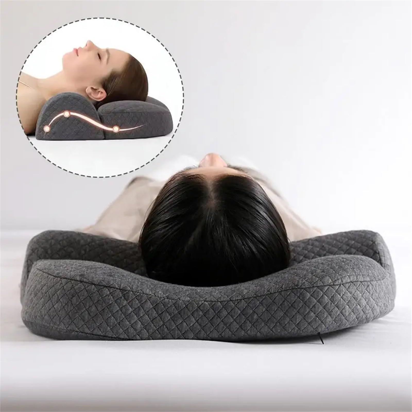 Almohada De Espuma Con Memoria Almohada de espuma viscoelástica, almohada de reparación de vértebras cervicales, ayuda a dormir, memoria cervical, antideslizante, arco, cuello, espuma for dormir, almo