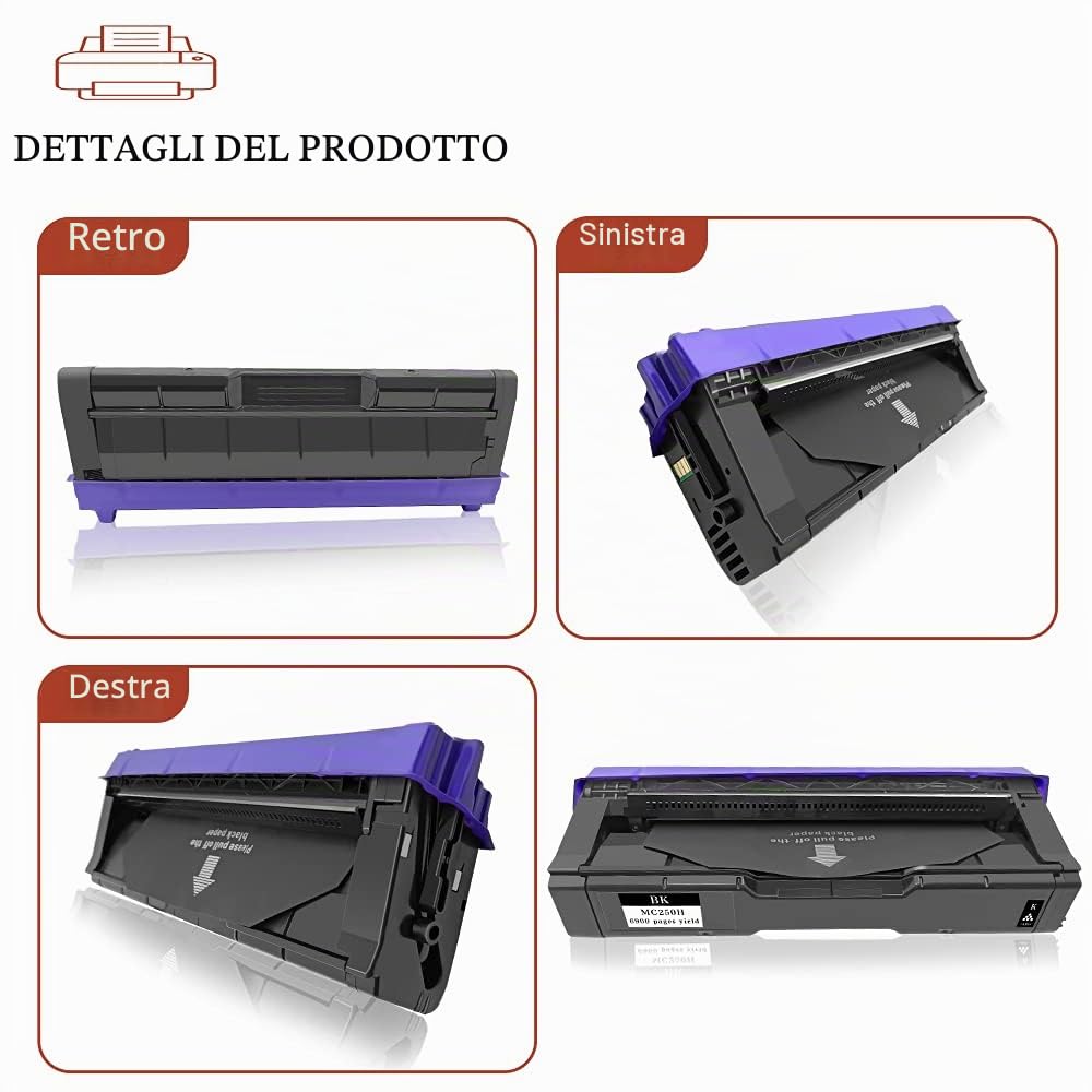 Compatibile Cartuccia di Toner per Ricoh M C250FWB P C301W Stampanti, 6900 & 6300 Pagine，408336 408337 408338 408339 ( BK/C/M/Y )