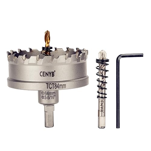 Miniatura 95 de 1" (25.5mm) Sierra perforadora con punta de carburo de tungsteno con 2 piezas de brocas piloto chapadas en titanio para metal duro, acero