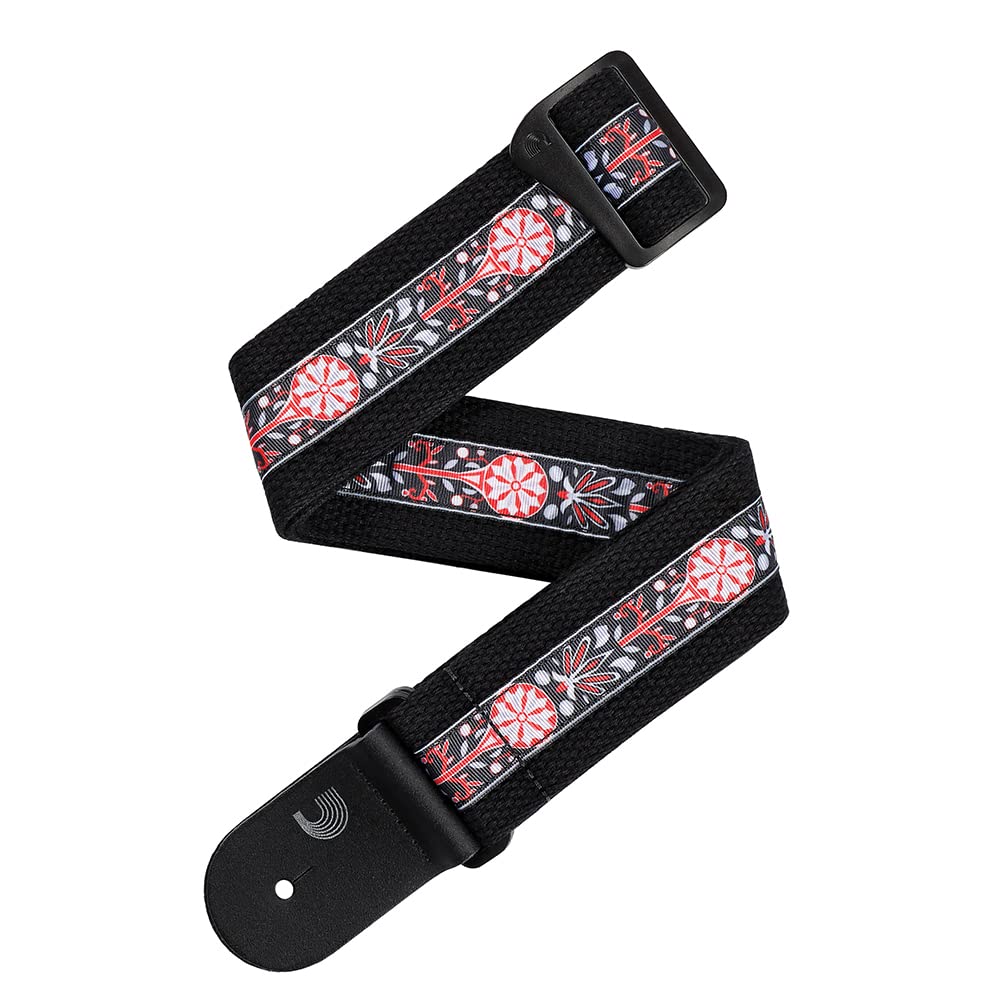 D'Addario Accessories Guitar Strap - Deluxe Cotton Guitar Strap, Black, Large