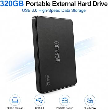 Portable 320GB External Hard Drive USB 3.0
