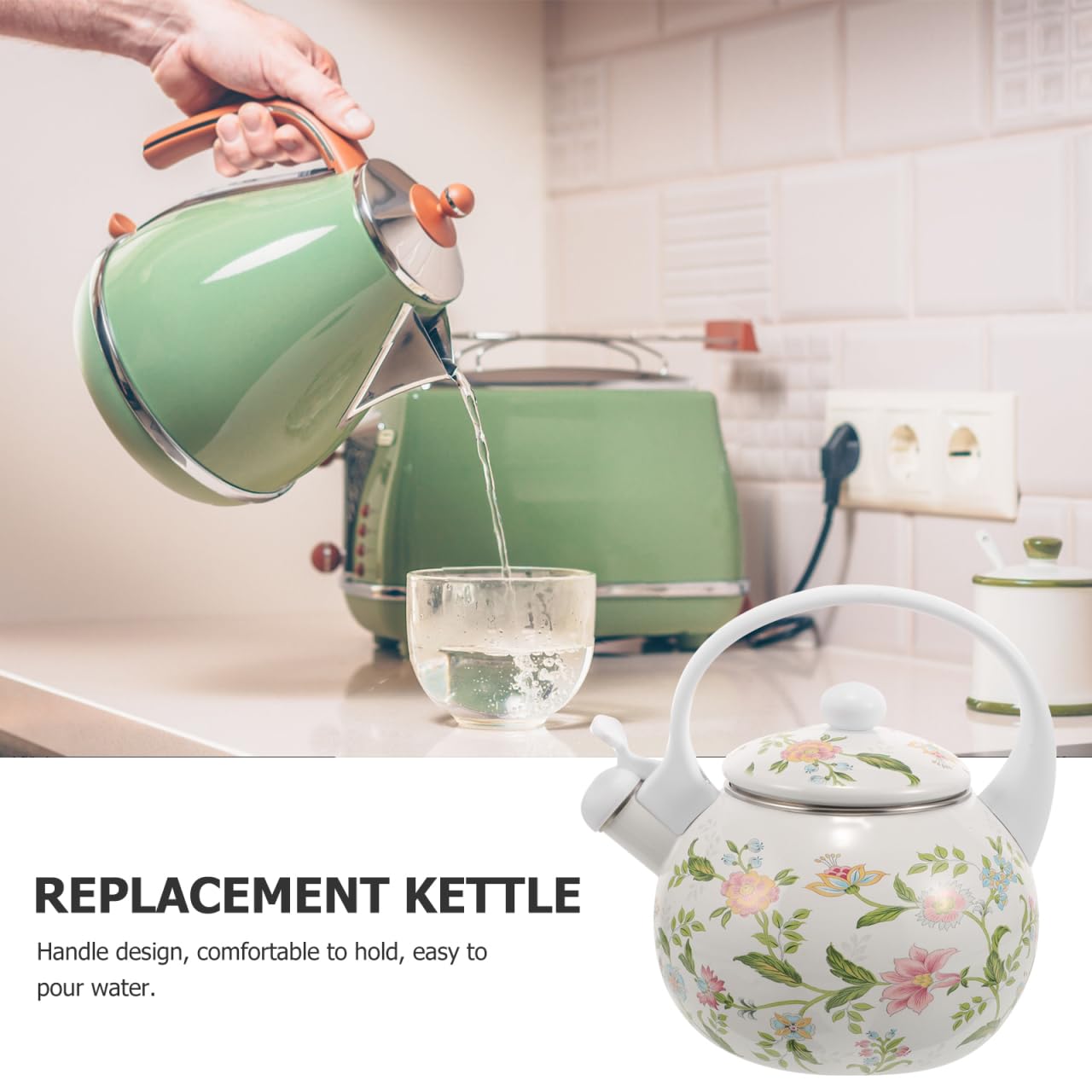 UPKOCH Bollitore Smaltato Per Acqua Con Fischio 2L Teiera Da Fornello Anti-Deformazione Per Cucina a Induzione Design Elegante Per Uso Domestico E Ufficio
