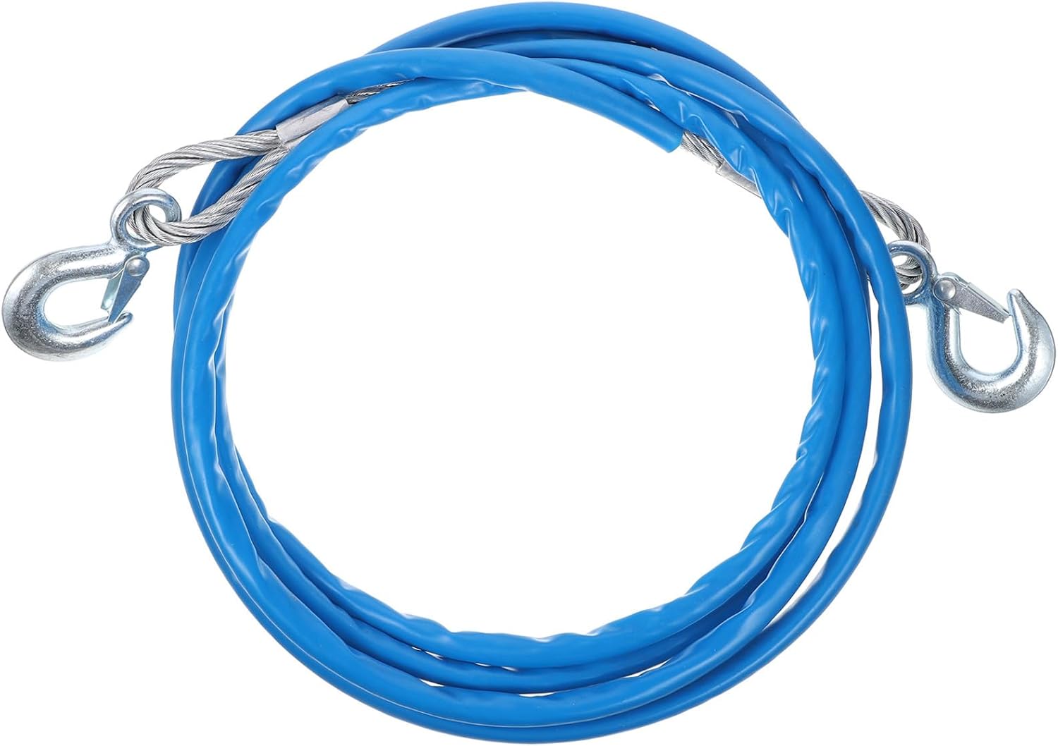 7-ton Heavy Duty Steel Wire Hauling Rope with Hooks, 4-Meter Car Trailer Winch Cable for Truck and SUV Towing, Sturdy Emergency Tow Strap for Off-Road and Roadside Use