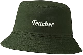 LexiuYibai Bucket Hat for Men Women Teacher Embroidered Washed Cotton Unisex Bucket Hats (Green,7 1/2)