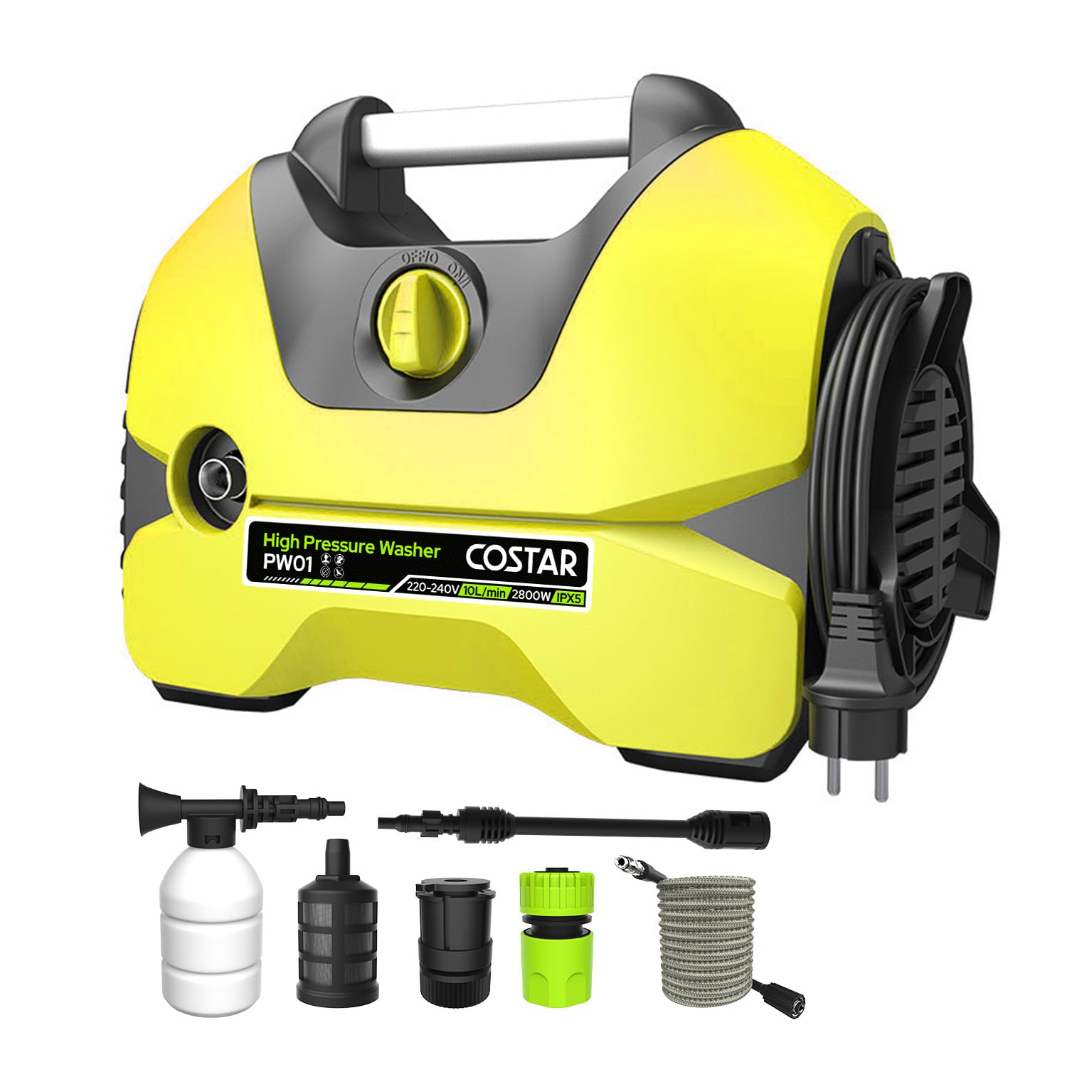 CostarMatter High Pressure Washer, Car Washer, 2800 Watts Motor, 150 Bars, 10L/Min Flow Rate, 7 Meters Outlet Hose, Portable, Car, Bike & Home Cleaning, Black and Orange (Yellow) (B0DB8G8VHB) Amazon Price History, Amazon Price Tracker