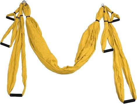 Aerial Yoga Swing Set Yoga Swing Hammock Kit Polyester Cotton Yoga Swing with 600lb Capacity Includes Carrying Bag for Indoor and Outdoor Use (Yellow)