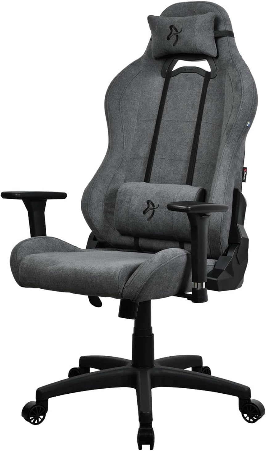 Arozzi Torretta Gaming Chair - Soft Fabric Ergonomic Gaming Chairs for Adults Adjustable Backrest with Neck & Lumbar Pillows - Swedish Design Home Office Setup Professional Computer Chairs, Purple