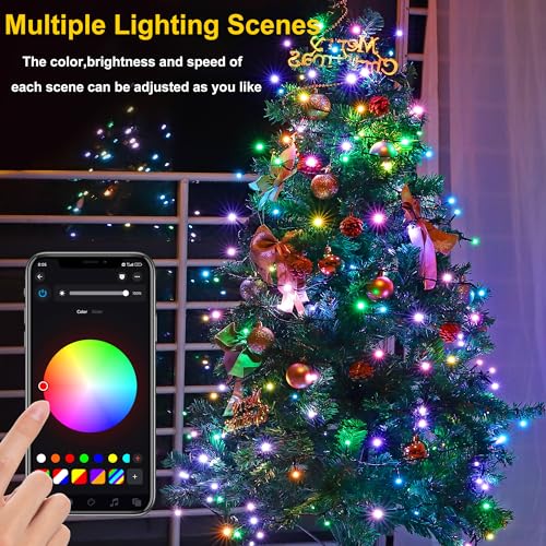 YOSION Smart Christmas Lights, 32FT 100 RGB LED App Controlled Color Changing String Fariy Lights with Timer, Music Sync, Dimmable, DIY Color for Xmas Tree Home Party Decor
