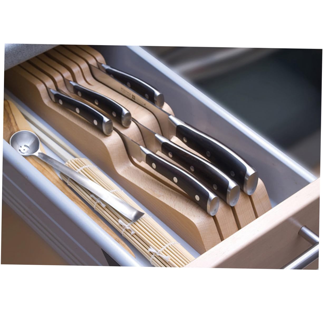 Schubladeneinsatz Aus Für Besteckhalter Schublade Ablagefächer Organizer Mit Cutterhalter in Schublade Langlebiges Holz Für Einfache
