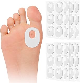 Thinp 48 Pieces Callus Cushions Soft Felt Callus Pads Corn Cushions Corn Pads Foot Corn Remover Self Stick Adhesive Foot Care Cushions for Men Women Feet Toes Heel Pain Relief (Oval)