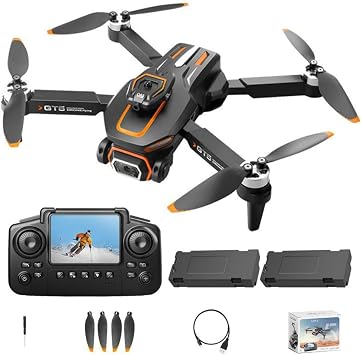GT5 4K HD GPS Drone with Camera for Adults Beginners Brushless Motor Mini Foldable RC Quadcopter Remote Control Equipped with LCD Screen Auto Return Brushless Motor 139g