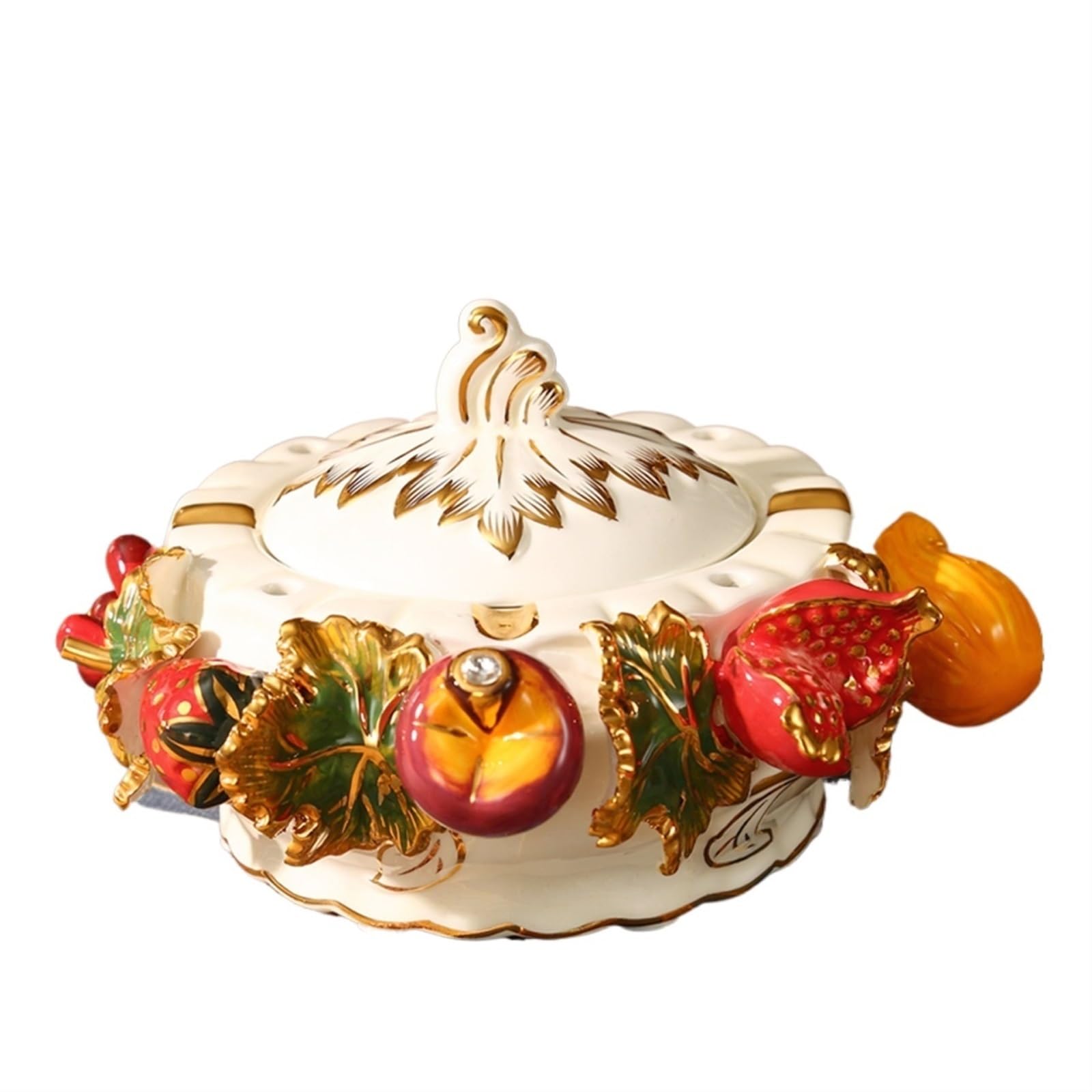 Sdgeryeeg One Color Ashtray， Handmade Pomegranate Strawberry Fruit Decoration Windproof Ash Tray For Living Room Office Ornament Gift