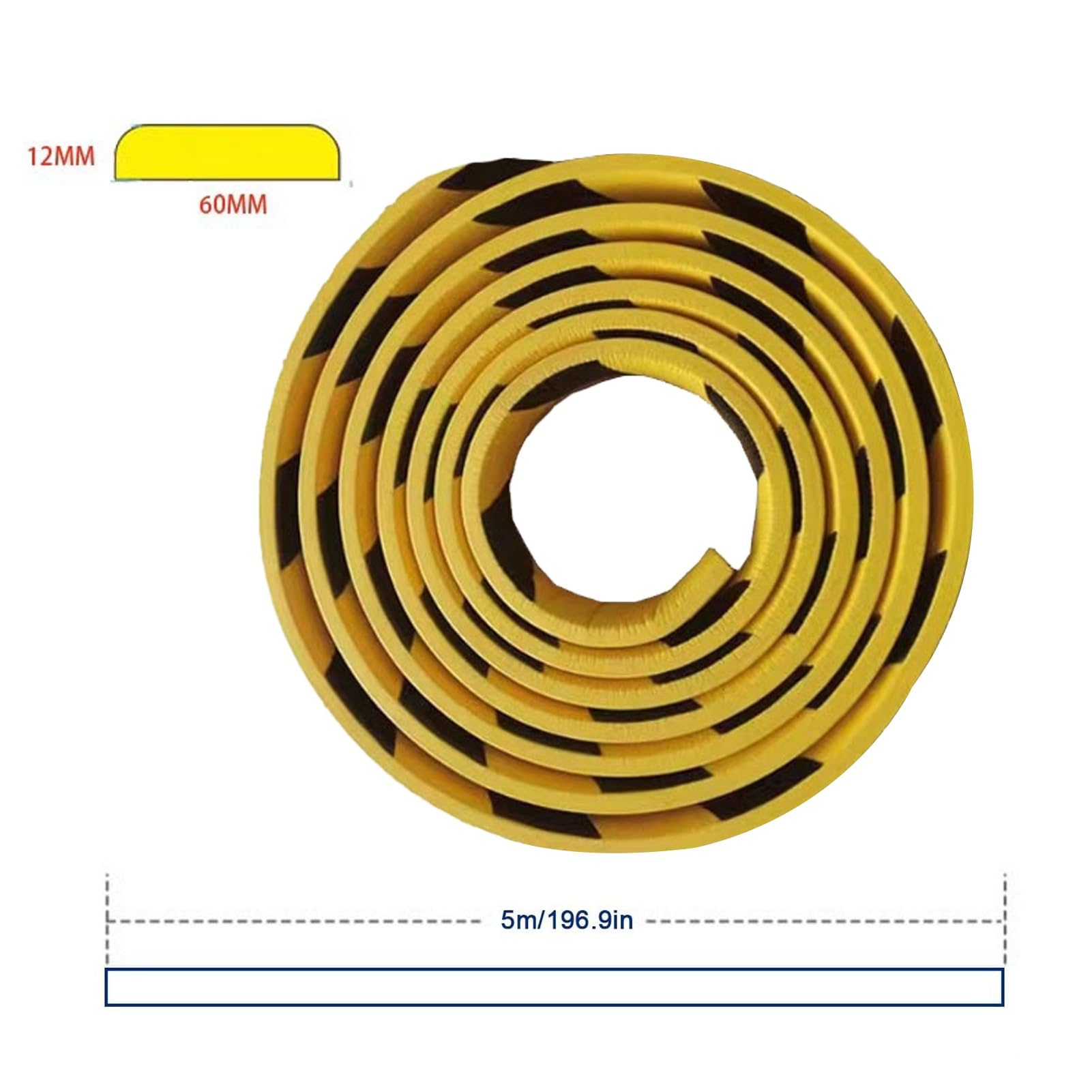 Protectores De Esquina para Bordes De Pared De 196,9", Tiras Anticolisión Industriales Amarillas Y Negras, Parachoques De Seguridad De Alta Visibilidad para Bordes Plano,Flatshaped-5PCS