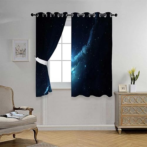 Miniatura 2 de Cortina opaca para Habitacion Universe Planet Cortinas para Ventanas de Cuarto 85 pulgadas de ancho por 85 pulgadas de largo, 2 paneles