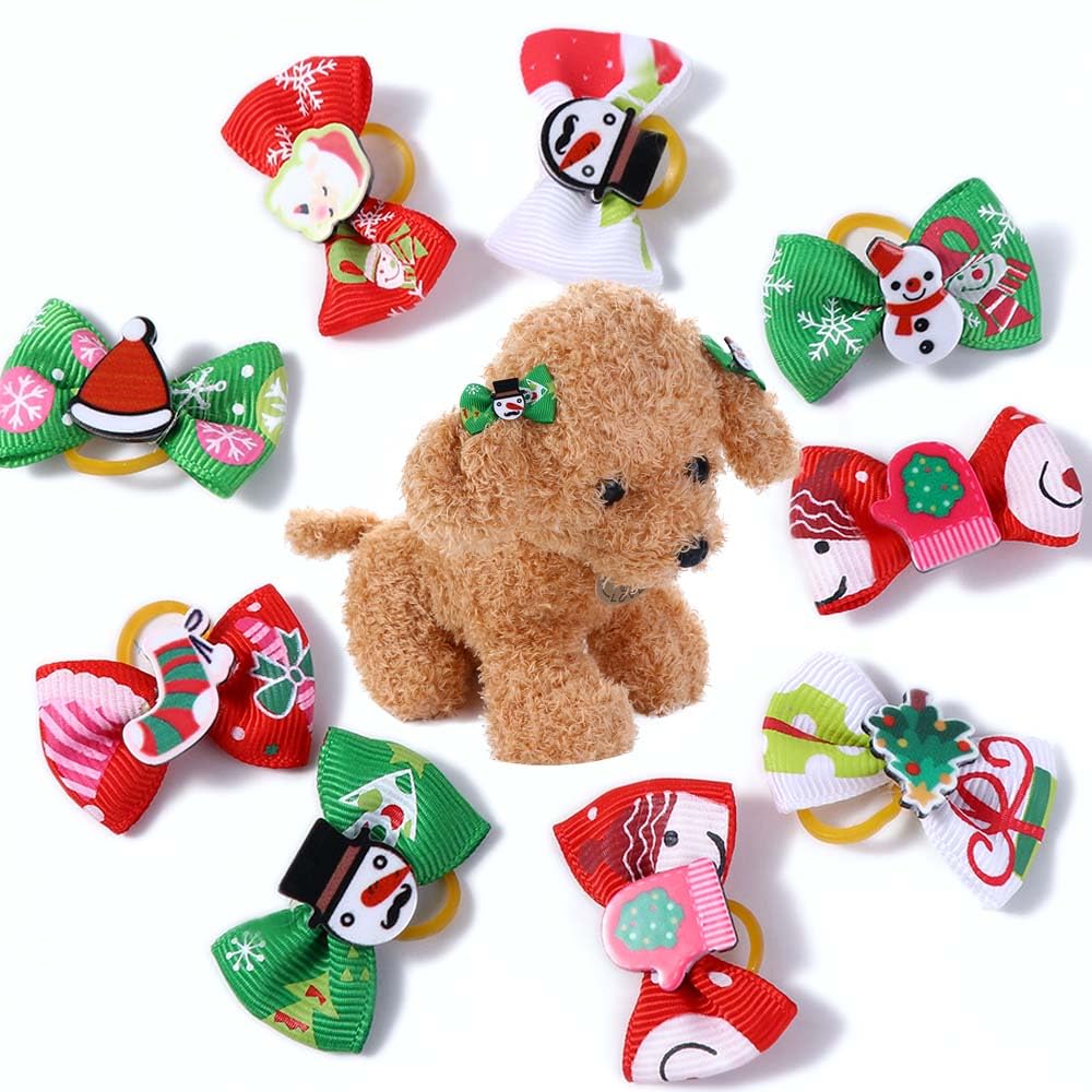 Nœuds de Noël pour chien petits animaux Pokinge élastiques chat