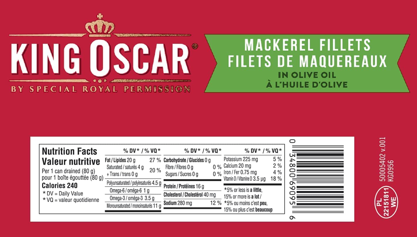 King Oscar, Skinless & Boneless Mackerel Fillets in Olive Oil, 115 Gram Cans (Pack of 12) - 3