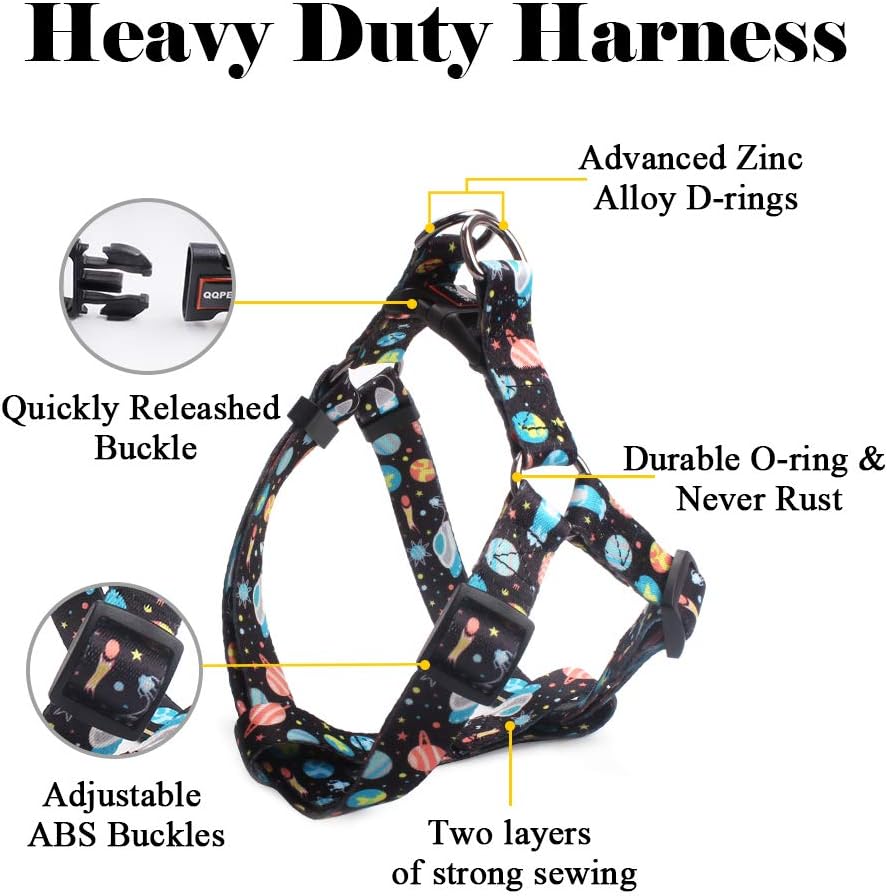 QQPETS Dog Harness Leash Set Adjustable Heavy Duty No Pull Halter Harnesses for Small Medium Large Breed Dogs Back Clip Anti-Twist Perfect for Walking (M(19"-26" Chest Girth) - Image 3