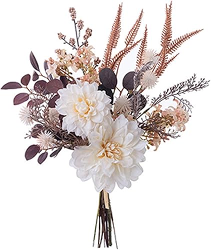 Miniatura 9 de hanlongyu Flores artificiales de seda de diente de león para decoración del hogar y boda, 2 ramos de flores sintéticas, centro de mesa de comedor,