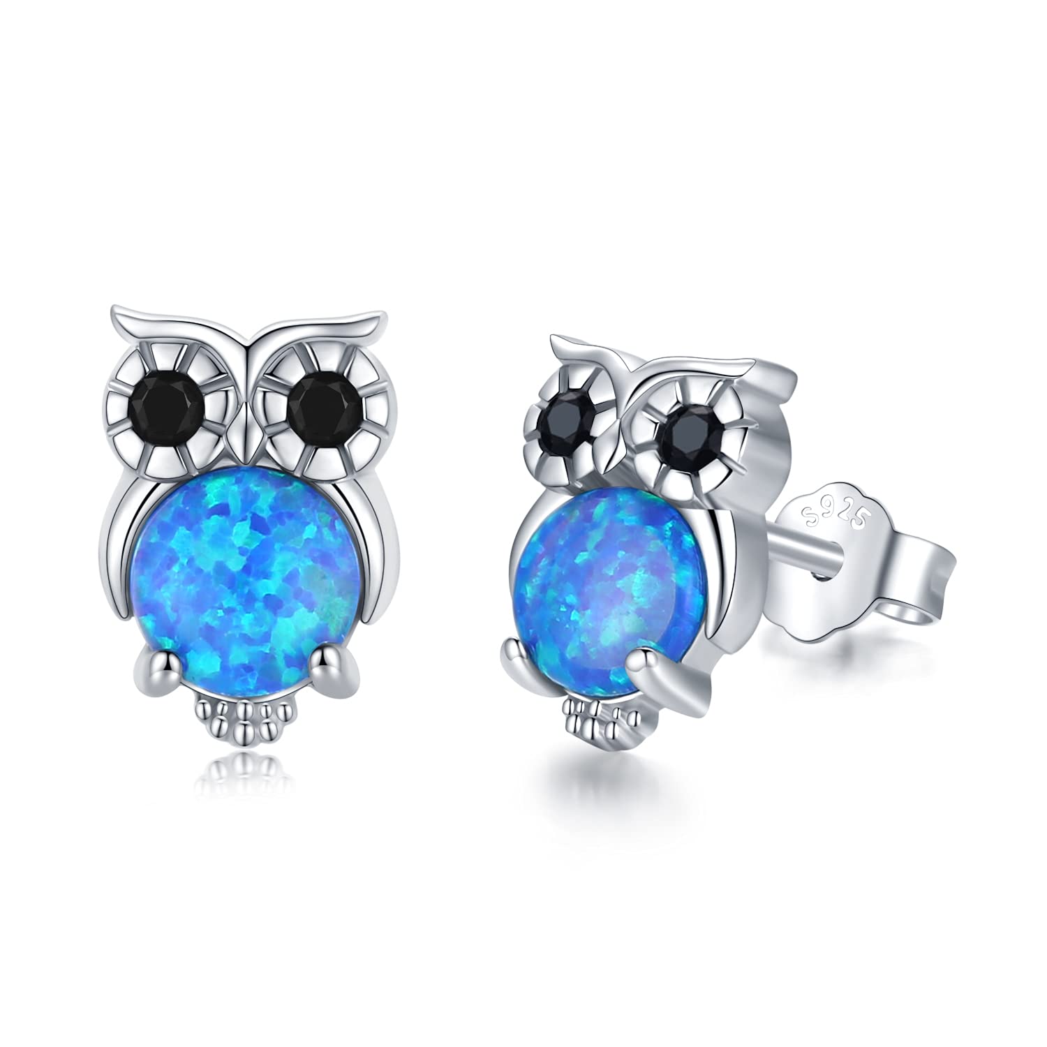 Orecchini a perno opale, in argento sterling 925, da donna, design unico di fiori, alla moda, graziosi gioielli ipoallergenici, confezione regalo, 11.4 Millimeter, Argento sterling, Opale