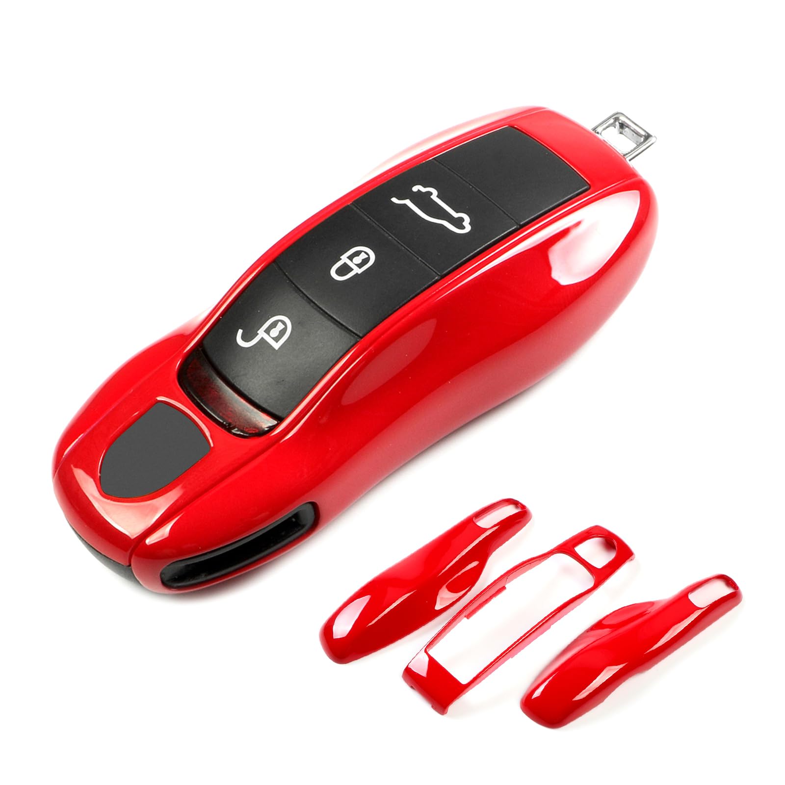 Carmine Key Fob Cover Compatible with Porsche Key Shell Key Fob Shell Replacement Compatible with Porsche Cayenne Panamera 911 718 Macan Boxster Cayman Old Style