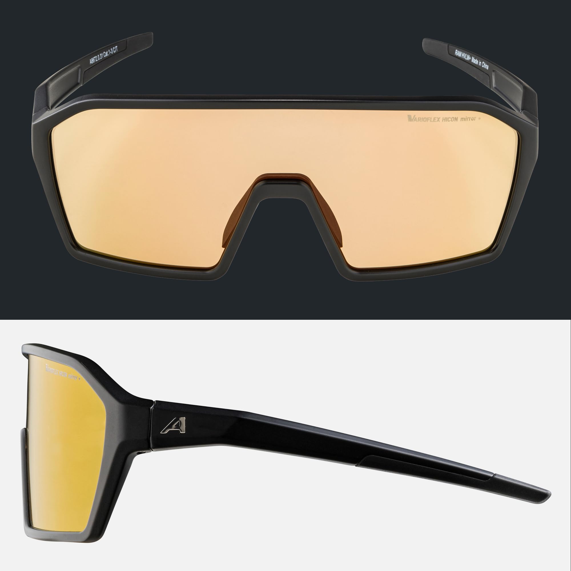 ALPINA RAM Q-LITE V Sportbrille, black matt, One Size | selbsttönend - kontrastverstärkend - verspiegelt - beschlagfrei - 100% UV-Schutz - ideal für MTB & Trail
