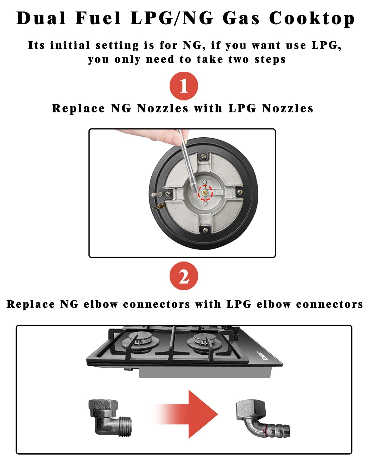 Karinear Builtin 34.5 Inch Gas Cooktop 5 Burners Gas Stove Top