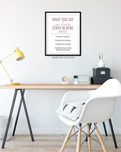 Miniatura 8 de Govivo What You Say In Here Stays In Here - Decoración de pared para oficina de terapia - Decoración de pared de atención plena - Oficina de