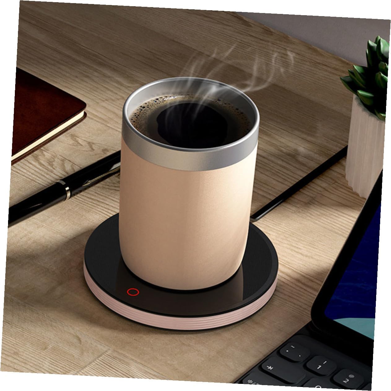 Alipis Electric Cup Warmer Pad with Temperature Control, Ac110v Delicate Coffee Mug Heater for Office and Home Use, Convenient Water Cup Heating Base in Pink and Black