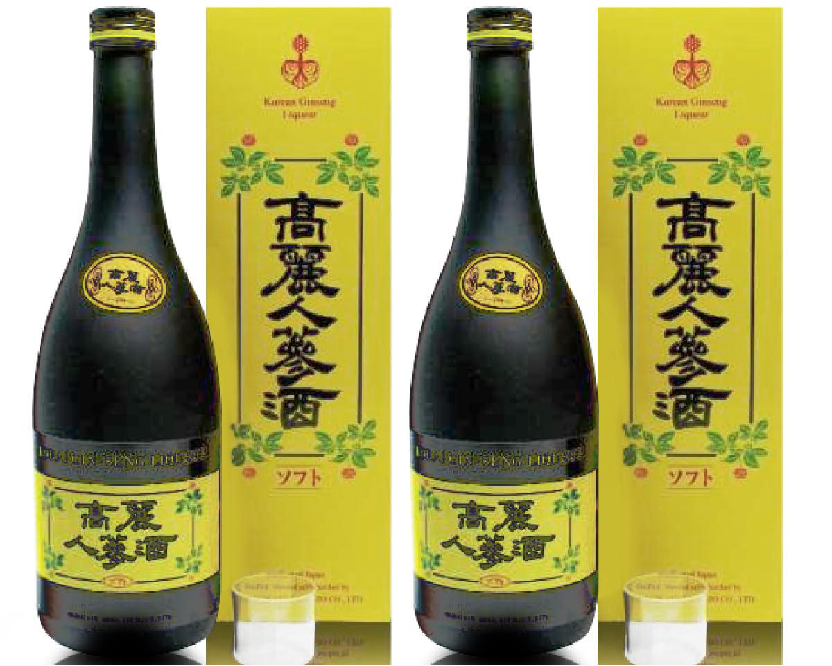 Amazon.co.jp: 2本セット 10年物高麗人参酒（ソフト 黄箱 720ml）国産
