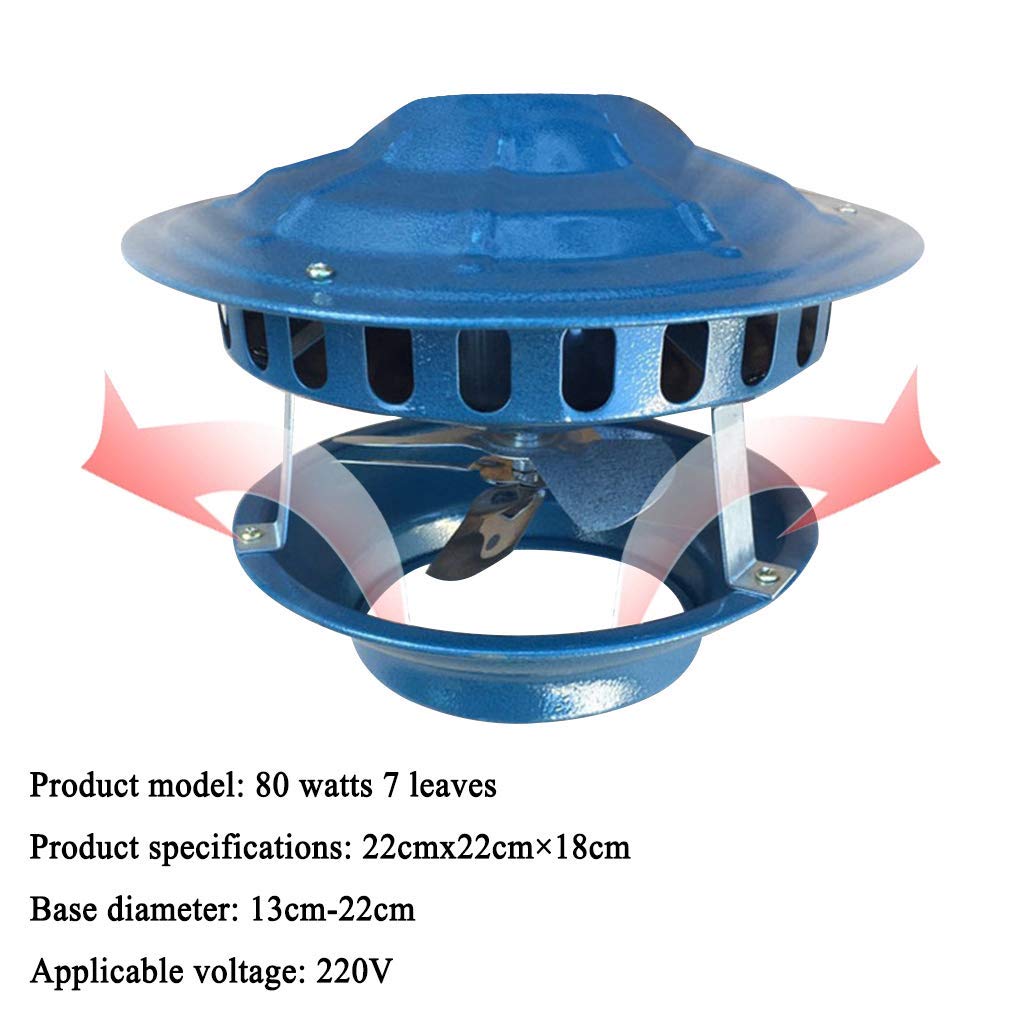 Aspiratore Elettrico per Camino, Ventilatori per Camino Pompe per Fumo per Camino Ventilatore a tiraggio indotto da Tetto, 80 Watt 7 Foglie