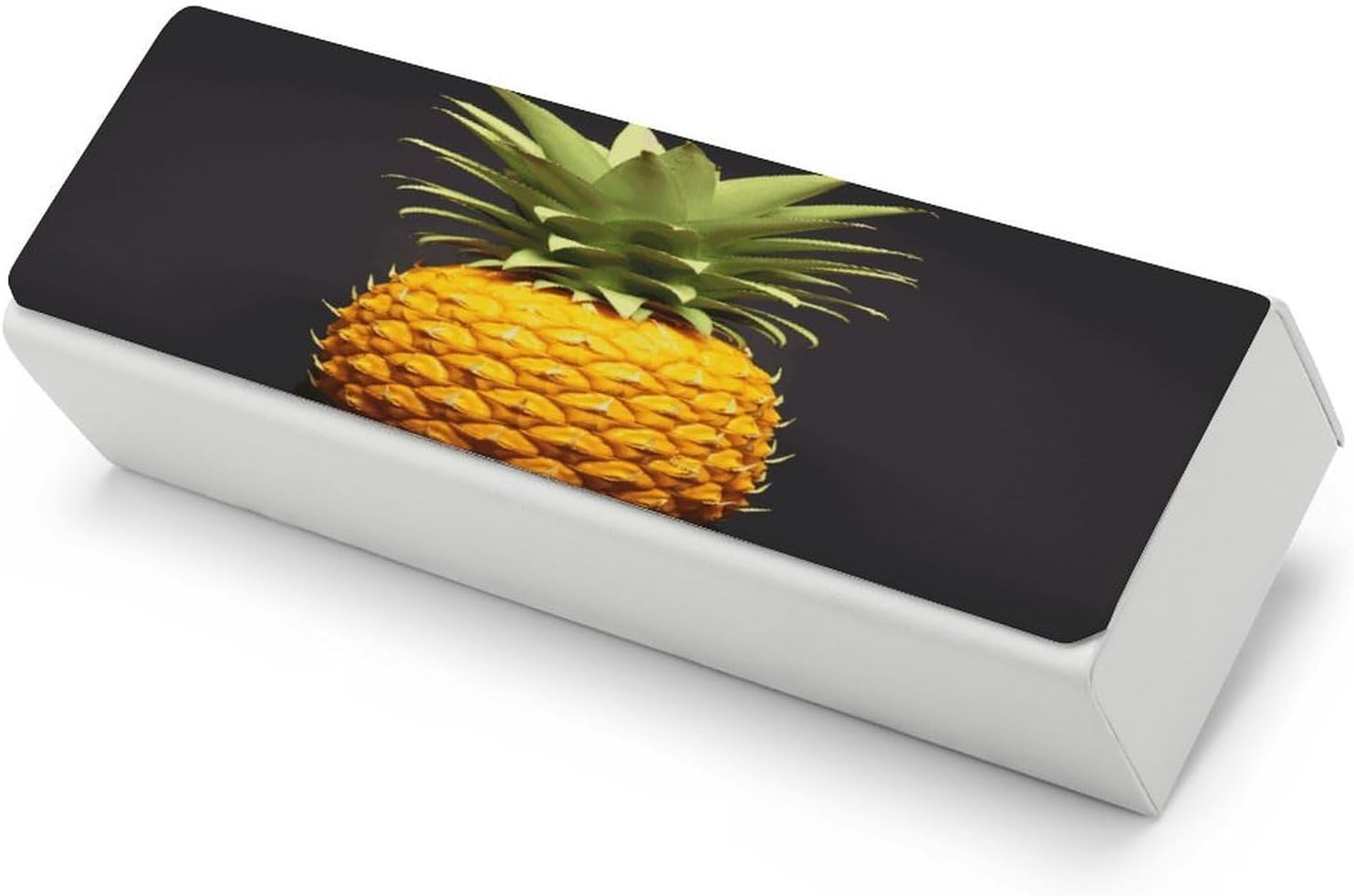 Yellow Pineapple Eyeglasses Case Hard Shell for Men Women PU Leather Eyeglass Cover Fashionable Travel Sunglasses Cases Portable Reading Glasses Cover with Cleaning Cloth