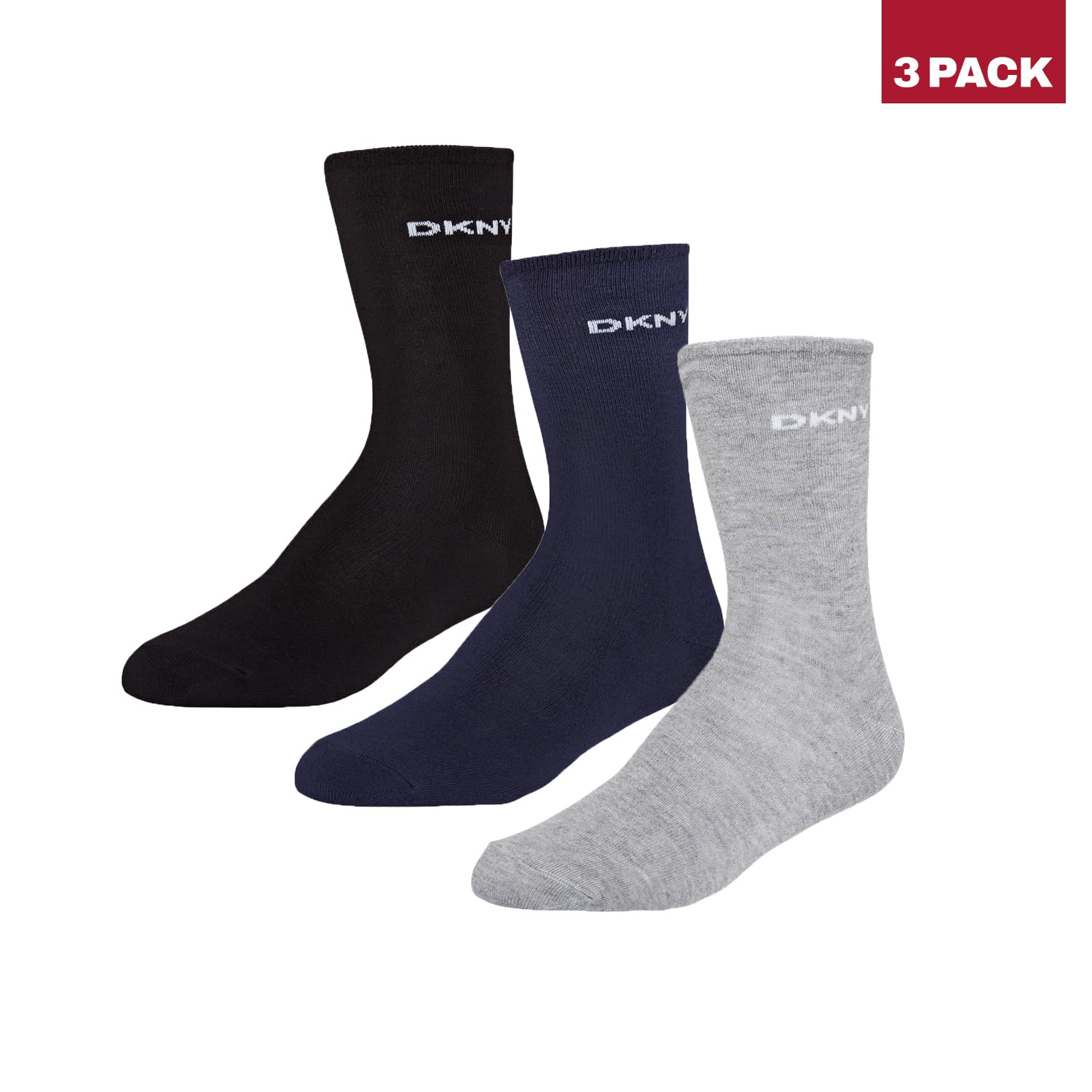 DKNY Skarpety damskie, 87% bawełna, 11% poliamid i 2% elastan Smart Designer długie skarpety do kostki, 3 pary, czarne, Czarny, Rozmiar uniwersalny