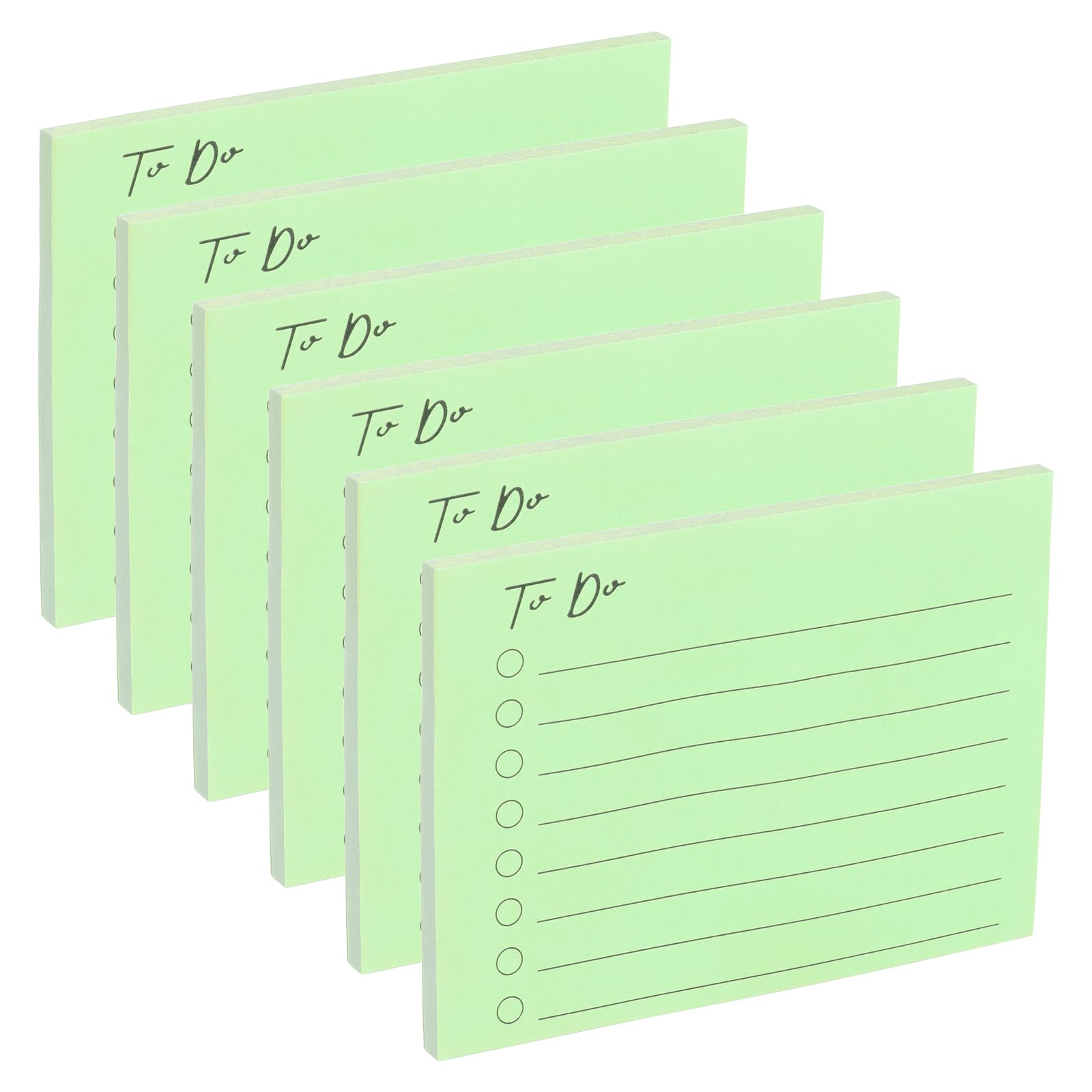 PATIKIL 4x3 to Do Lined Sticky Notes, 6 Pad Daily to Do List Notepads Sticky Notes, Checklist Message Self-Stick Pads for Home Office Reminders Lists Planning, Light Green, 50 Sheets/Pad