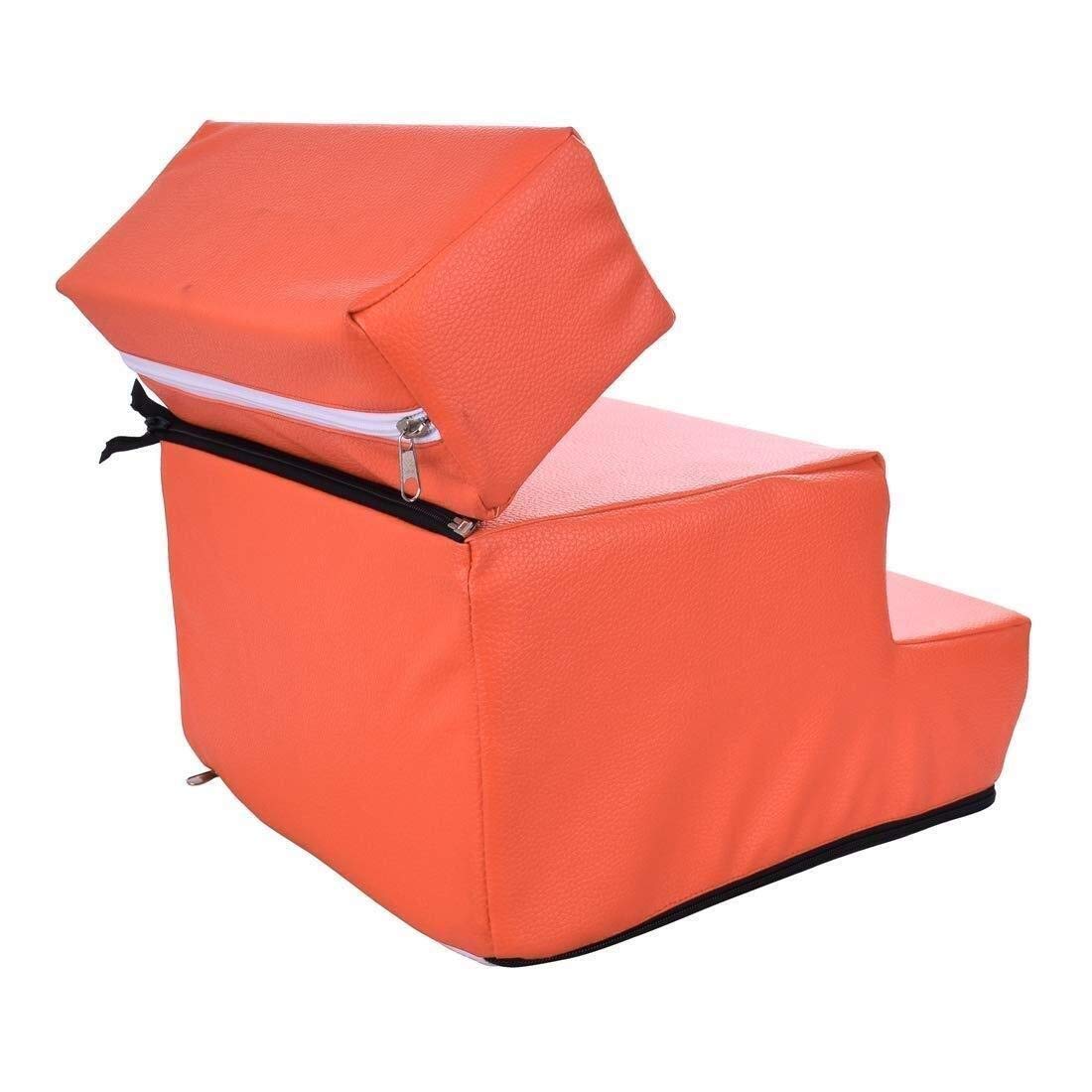Schody, schody dostępowe, dla zwierząt, odpinane, ze sztucznej skóry, 3 stopnie, rampy psów i(Orange)