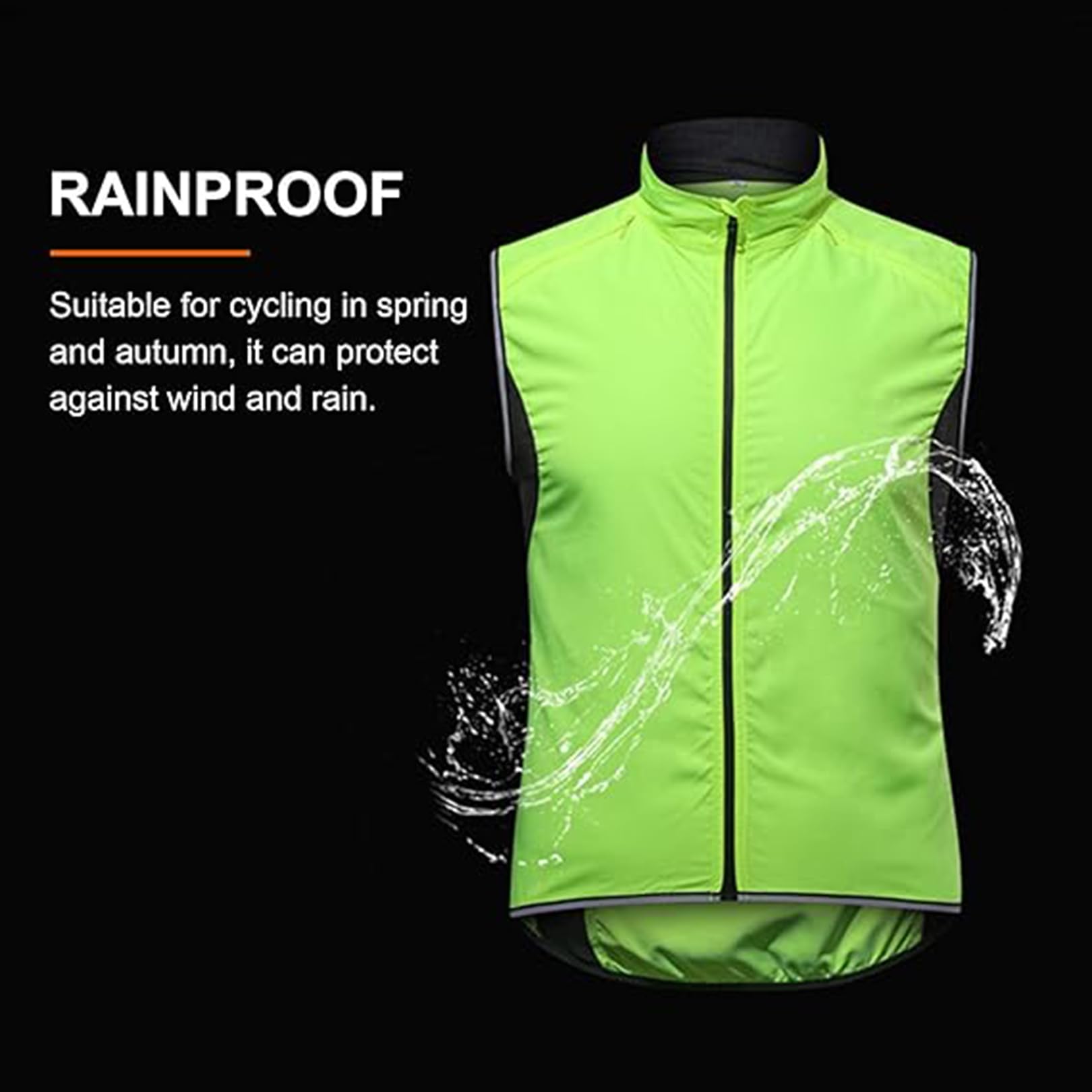 Gilet Ciclismo Sportivo Gilet Ciclismo Leggero e Traspirante Gilet da Ciclismo con Tasca Gilet Corsa Gilet Bici MTB Antivento Giacca Senza Maniche Estate,Black-5XL