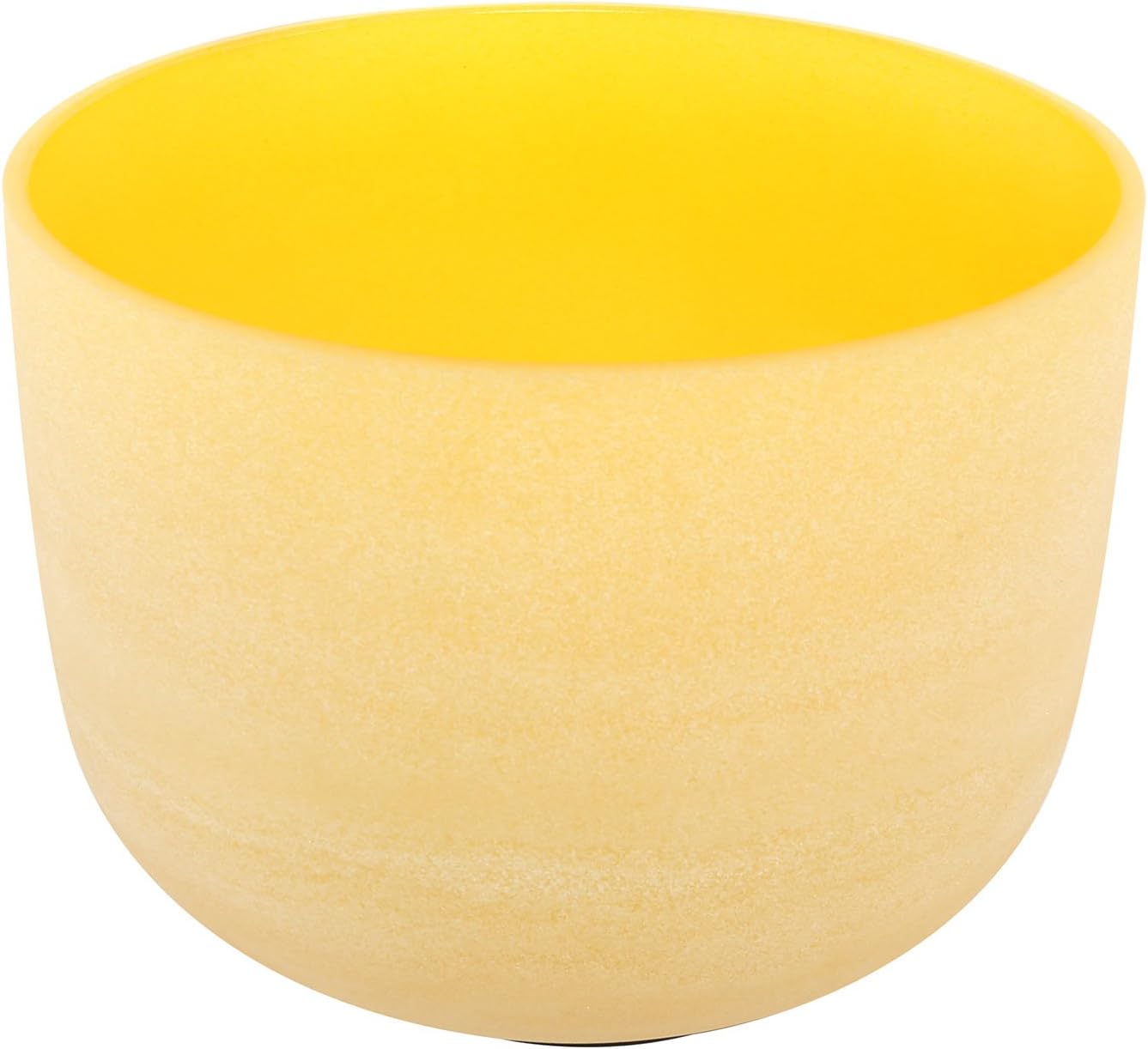 Yellow Color Frosted Crystal Singing Bowl Note E Solar plexus Chakra 35 cm/14 inch Best and Highest Quality Sound & Material Suede Yellow Mallet Included