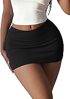 RAPBIN Women's Y2K Fold-Over Mini Skirt - Sexy Low Rise Bodycon Streetwear for Club, Party & Casual Outfits