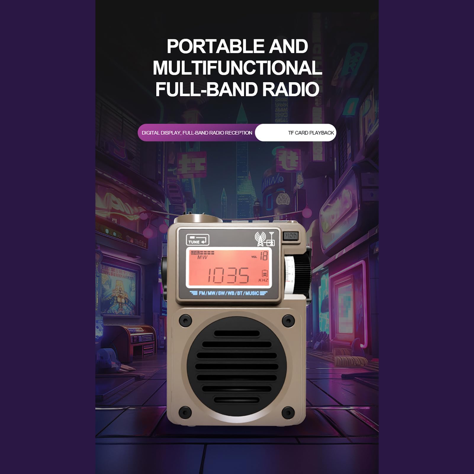 Cuifati Radio Portátil Radio Inteligente Controlada por Aplicación BT FM MW SW WB Receptor Amplificador de Señal 297 Presintonías Reproducción de Tarjeta TF Altavoz de (701 Nueva actualización W3)