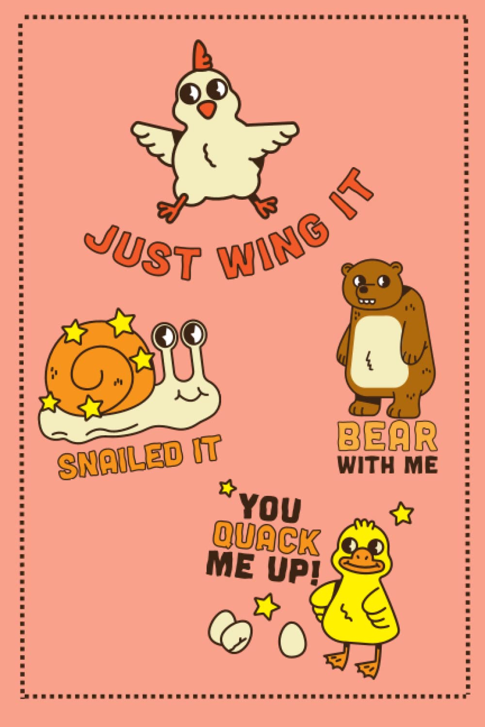 Just Wing It (and other puns): 120 Page Lined Notebook, Pink
