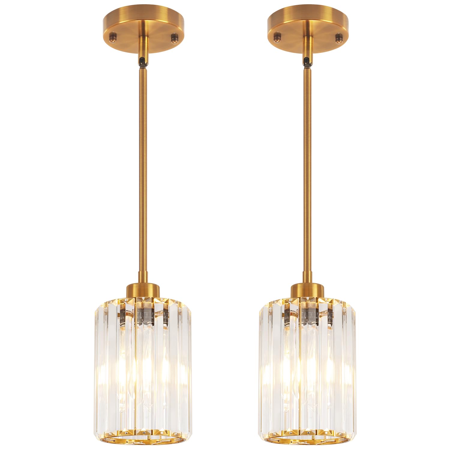 Paquete de 2 luces colgantes para isla de cocina, moderna iluminación colgante de cristal dorado, accesorios de iluminación colgante de cocina, mini lámpara colgante para isla, comedor 8
